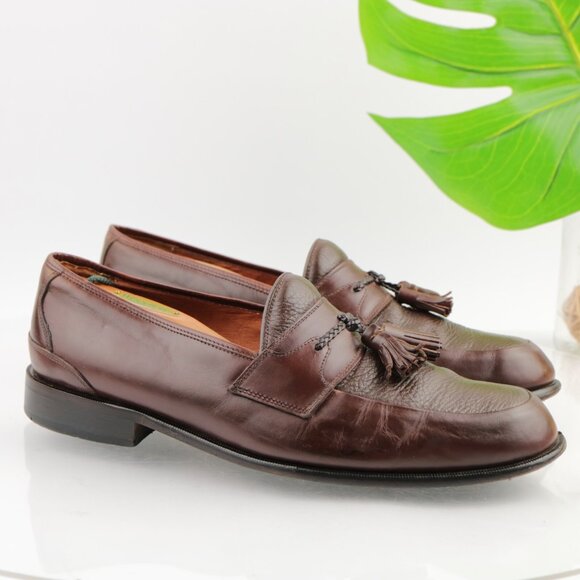 Vintage Brassboot Mens Tassel Loafer Size 10.5 Brown Leather Handmade Dress Shoe main image 5